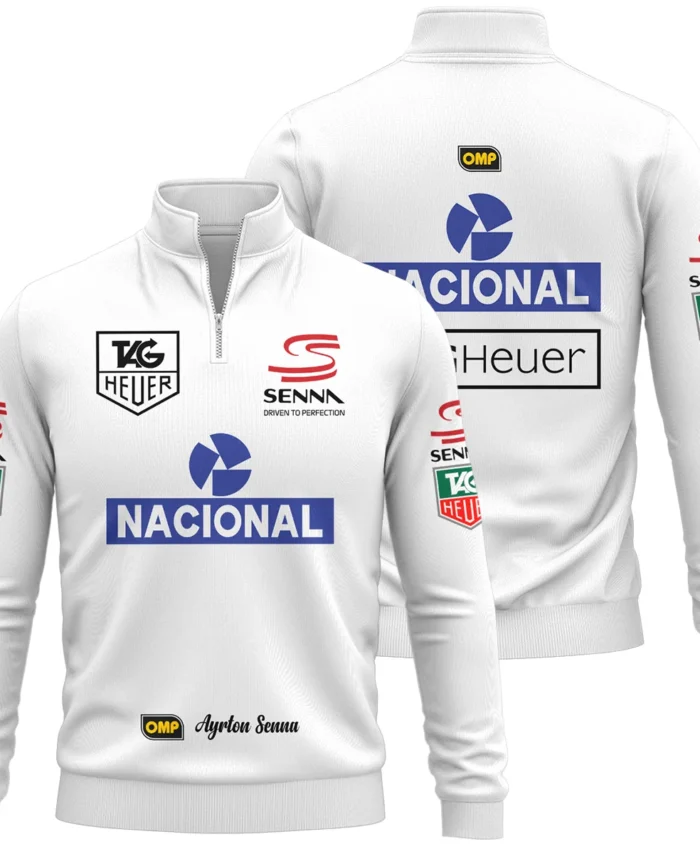 1985 Ayrton Senna John Player Special Lotus F1 Racing Team Quarter-Zip Sweatshirt BL3725A3QZS