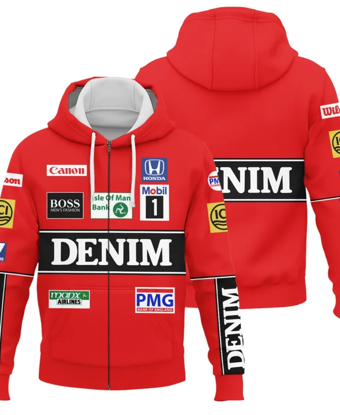 1986 Nigel Mansell Racing Suit Williams F1 Zipper Hoodie BLNM29725A4ZHD