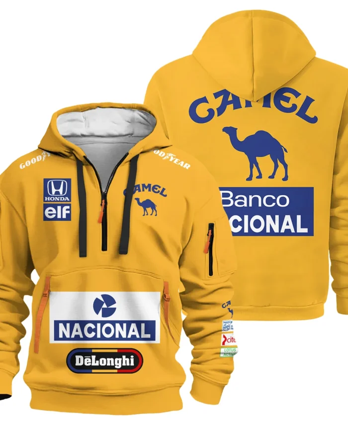 1987 Ayrton Senna Camel Honda Formula 1 Racing Team Hoodie Half Zipper BL3725A5HDF