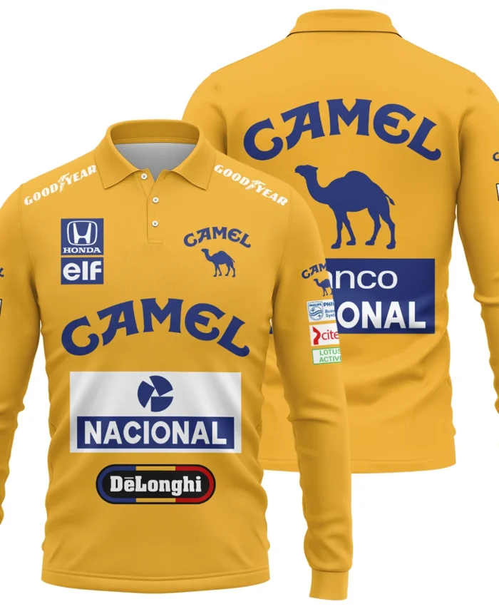 1987 Ayrton Senna Camel Honda Formula 1 Racing Team Long Polo Shirt BL3725A5LPL