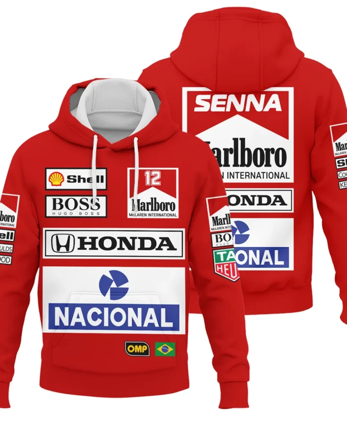 1988 Ayrton Senna Honda Race Suit Marlboro McLaren Hoodie BL3725A2HD