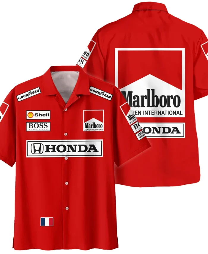 1989 Alain Prost Racing Costume Ferrari F1 Team Hawaiian Shirt BLVAAP070725A01HW