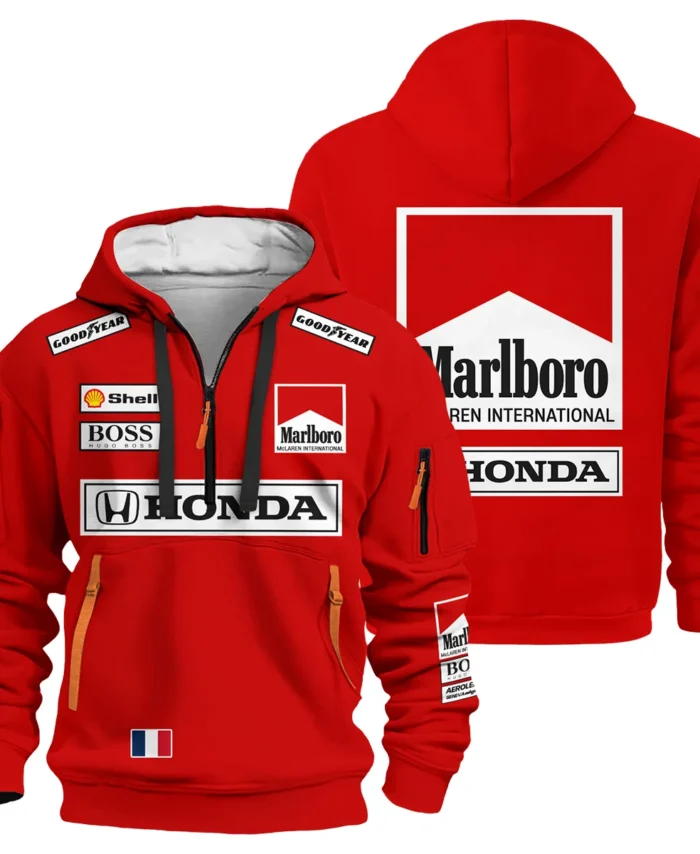 1989 Alain Prost Racing Costume Ferrari F1 Team Hoodie Half Zipper BLVAAP070725A01HDF