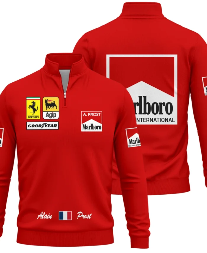 1990 Alain Prost Racing Costume Ferrari F1 Team Quarter-Zip Sweatshirt BLVAAP070725A02QZS