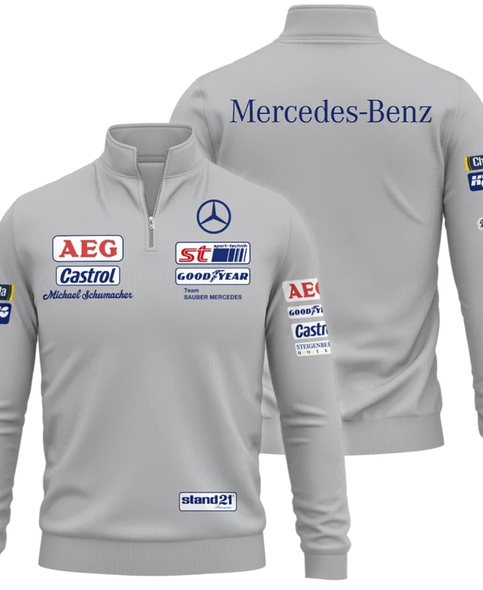 1990 Michael Schumacher Race Suit Mercedes F1 Quarter-Zip Sweatshirt BLVAMC020925A5QZS