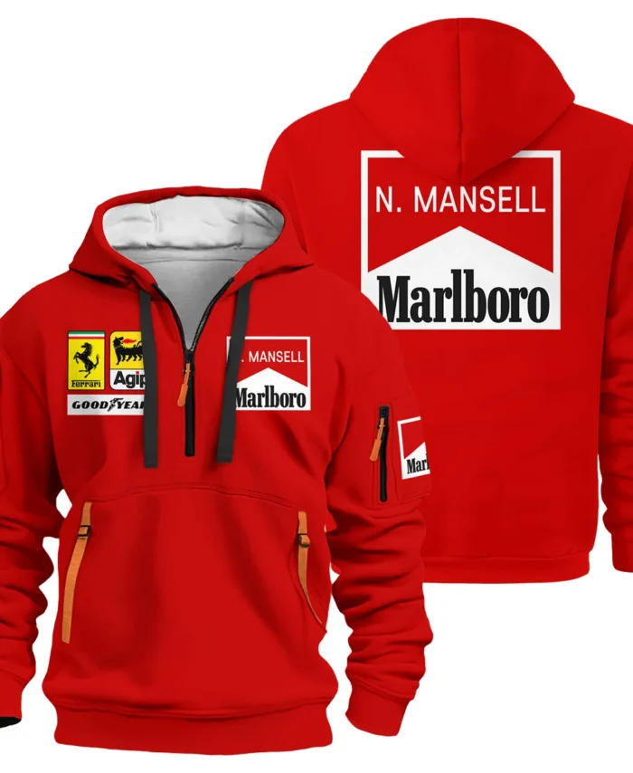 1990 Nigel Mansell Racing Suit Ferrari F1 Hoodie Half Zipper BLNM29725A5HDF