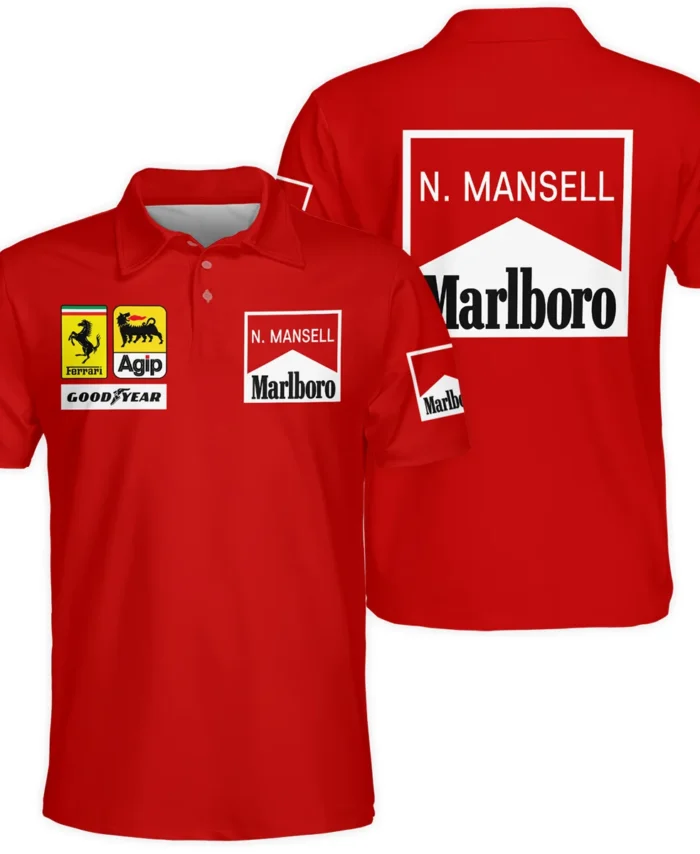 1990 Nigel Mansell Racing Suit Ferrari F1 Polo Shirt BLNM29725A5PL