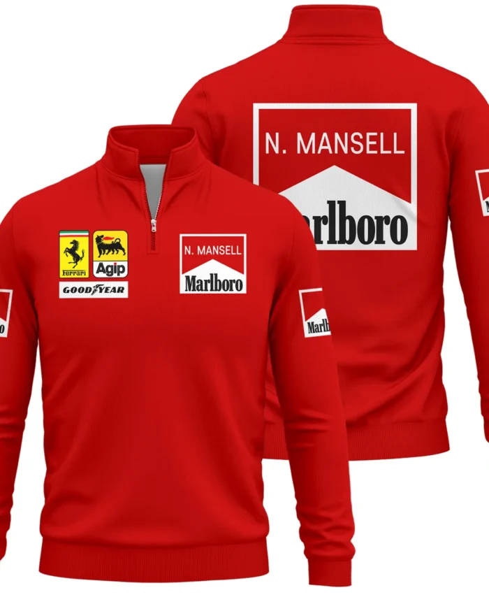 1990 Nigel Mansell Racing Suit Ferrari F1 Quarter-Zip Sweatshirt BLNM29725A5QZS