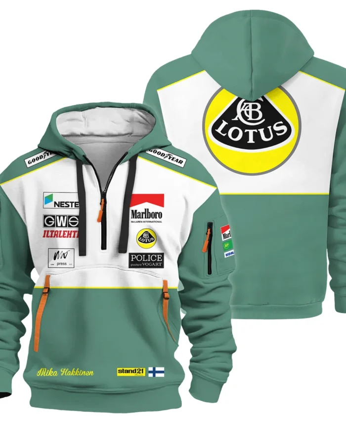 1991 Mika Hakkinen Racing Suit Lotus F1 Hoodie Half Zip BLVAMH271025A2HDF