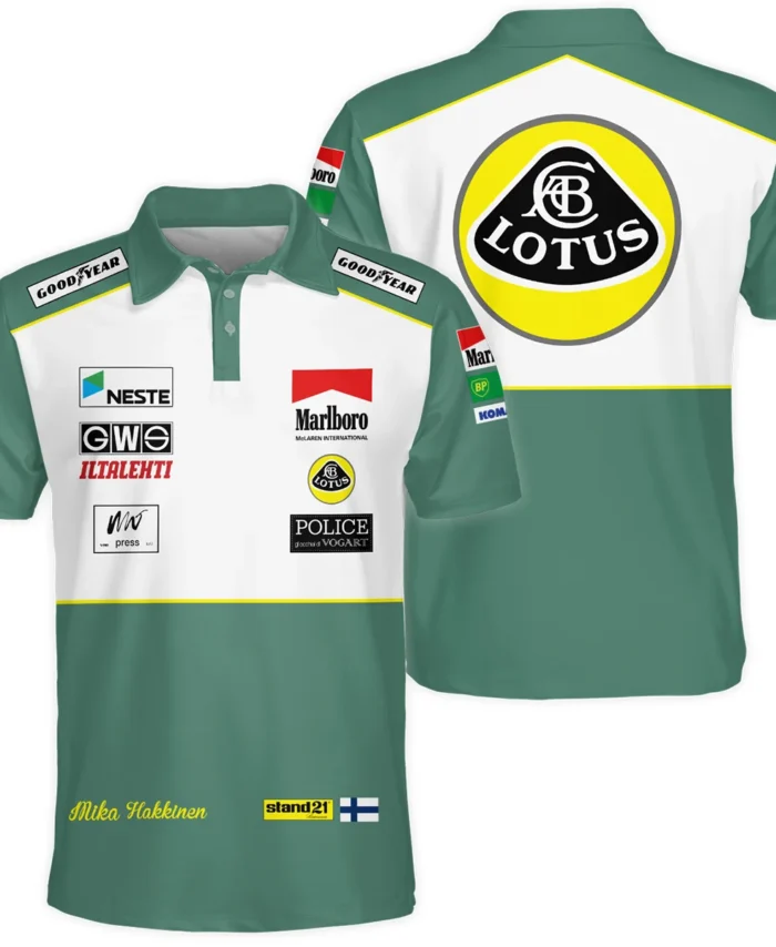 1991 Mika Hakkinen Racing Suit Lotus F1 Polo Shirt BLVAMH271025A2PL
