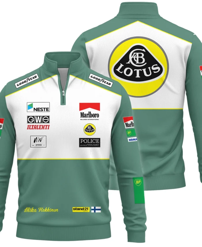 1991 Mika Hakkinen Racing Suit Lotus F1 Quarter-Zip Sweatshirt BLVAMH271025A2QZS