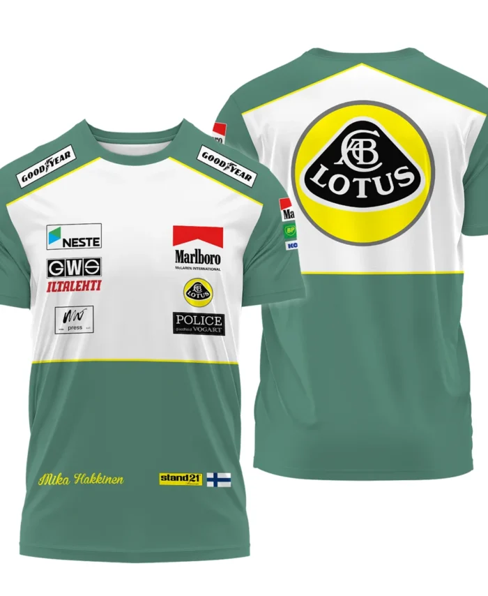 1991 Mika Hakkinen Racing Suit Lotus F1 T-Shirt BLVAMH271025A2TS