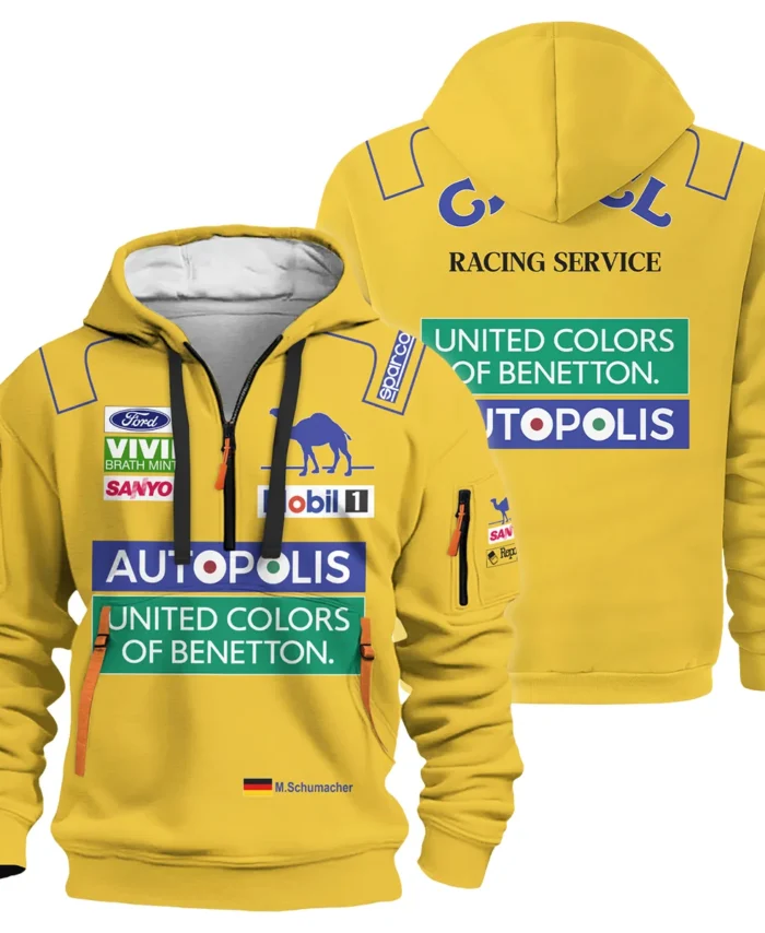 1992 Michael Schumacher Race Suit Benetton F1 Hoodie Half Zip BLVAMC020925A3HDF