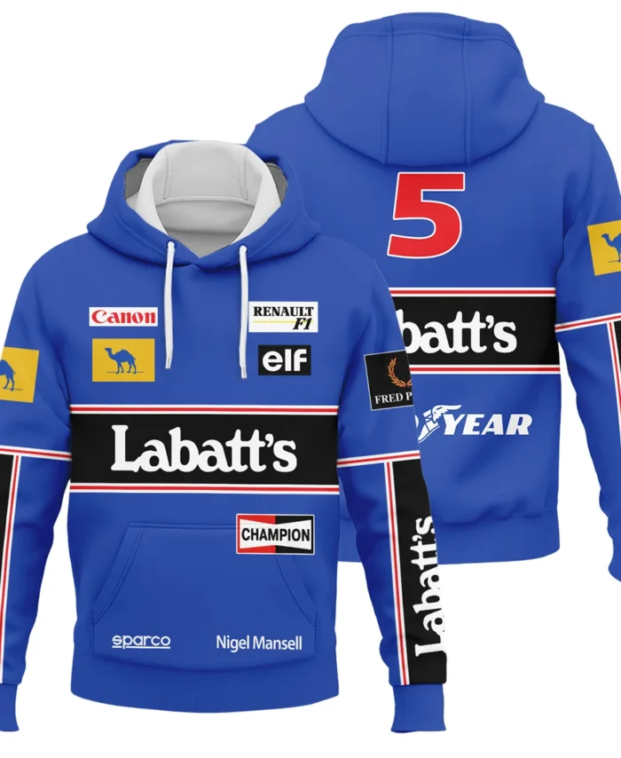 1992 Nigel Mansell Racing Suit Williams F1 Hoodie BLNM29725A1HD