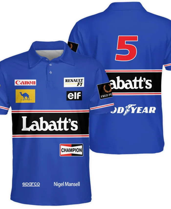 1992 Nigel Mansell Racing Suit Williams F1 Polo Shirt BLNM29725A1PL