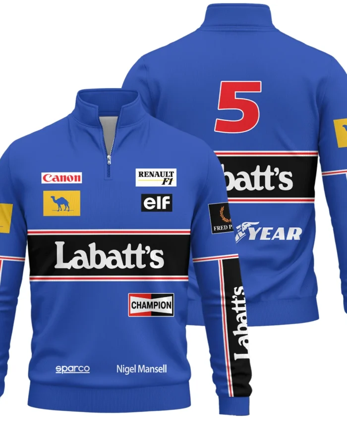 1992 Nigel Mansell Racing Suit Williams F1 Quarter-Zip Sweatshirt BLNM29725A1QZS