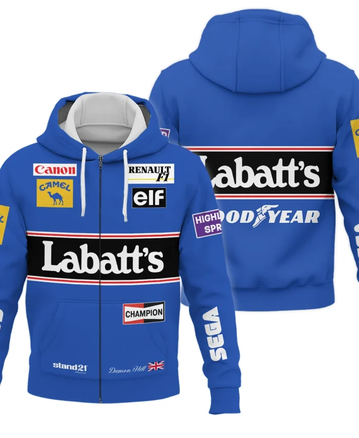1993 Damon Hill Racing Suit Williams F1 Zipper Hoodie BLVADH050925A1ZHD