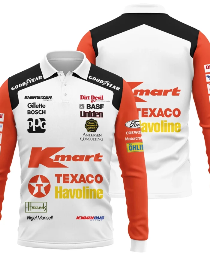 1993 Nigel Mansell Racing Suit Newman Haas IndyCar Long Polo Shirt BLNM29725A6LPL