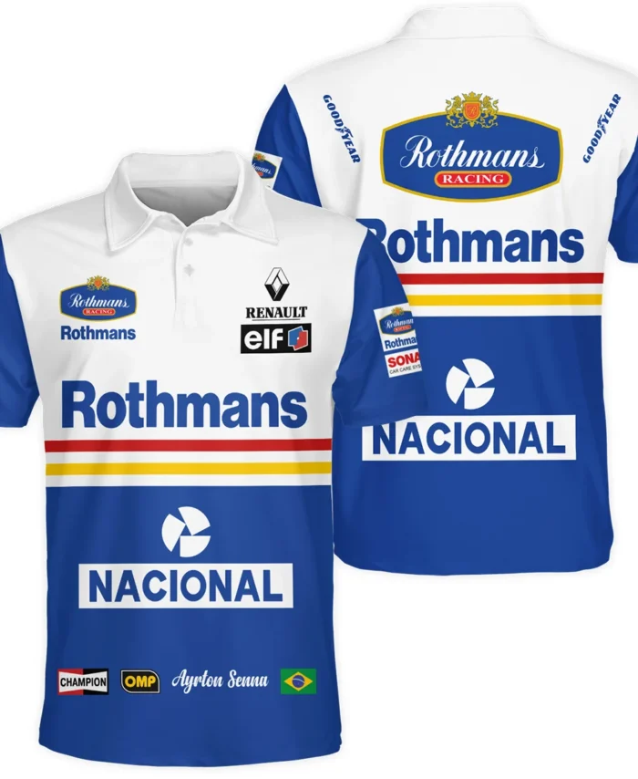 1994 Ayrton Senna Rothmans Williams Renault F1 Racing Team Polo Shirt BL3725A6PL