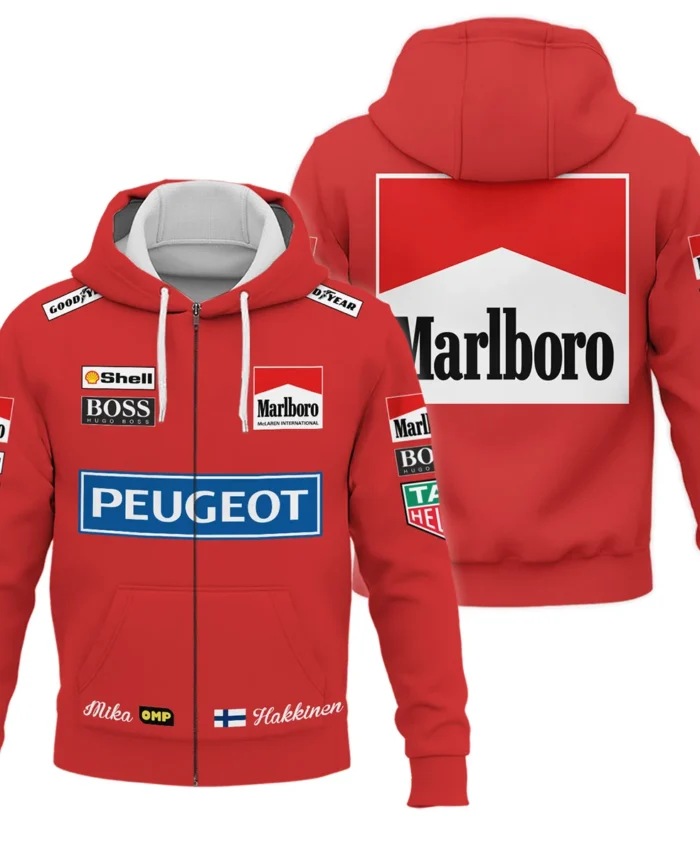 1994 Mika Hakkinen Racing Suit McLaren F1 Zipper Hoodie BLVAMH271025A1ZHD