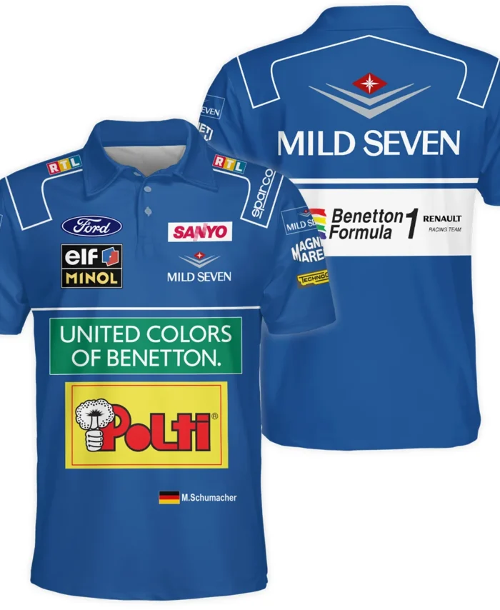 1994 WDC Michael Schumacher Race Suit Benetton F1 Polo Shirt BLVAMC020925A4PL
