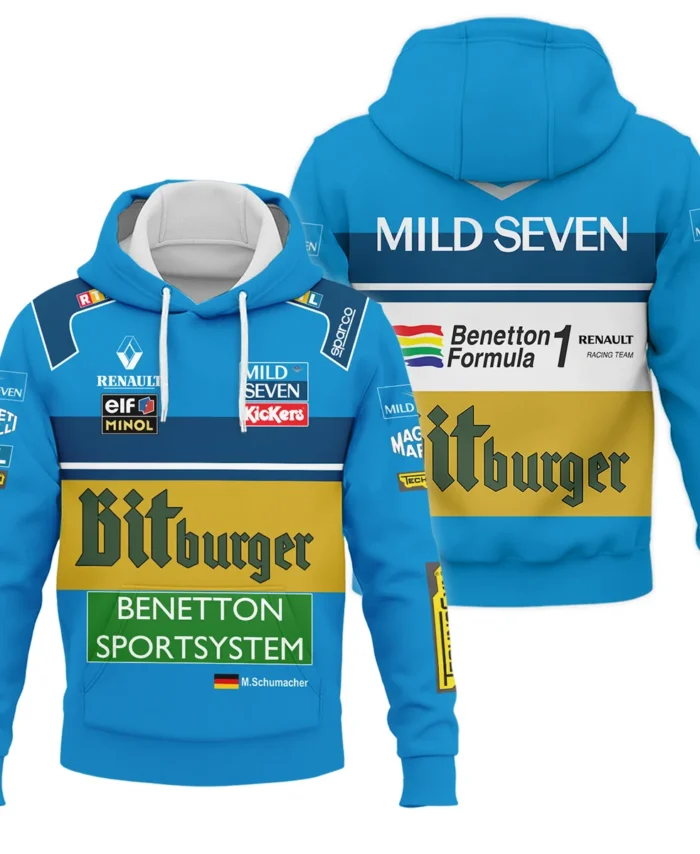 1995 WDC Michael Schumacher Race Suit Benetton F1 Hoodie BLVAMC020925A1HD