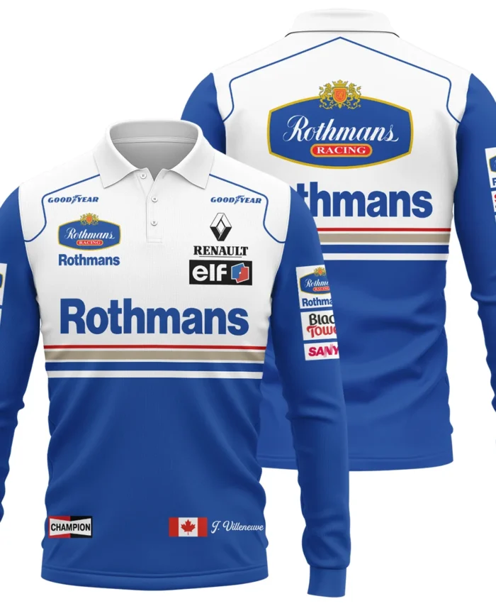1996 Jacques Villeneuve Racing Suit Williams F1 Long Polo Shirt BLJV10825A1LPL