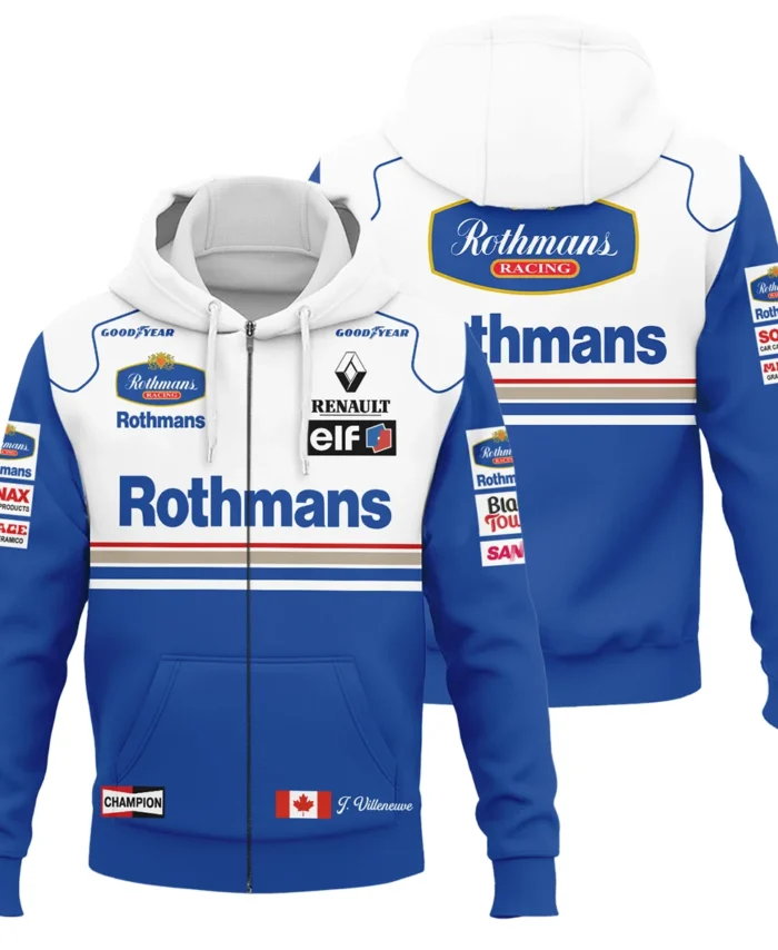 1996 Jacques Villeneuve Racing Suit Williams F1 Zipper Hoodie BLJV10825A1ZHD