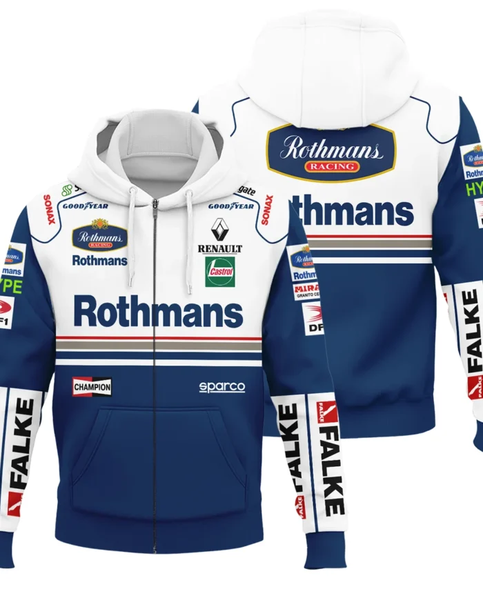 1997 Jacques Villeneuve Racing Suit Williams F1 Zipper Hoodie BLJV10825A2ZHD