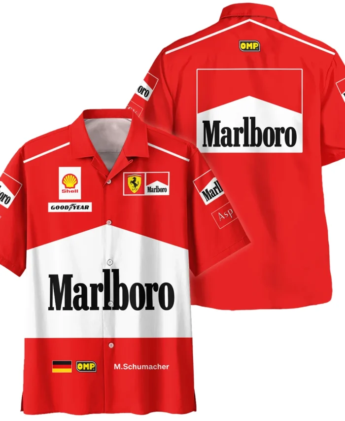 1997 Michael Schumacher Race Suit Ferrari F1 Hawaiian Shirt BLVAMC020925A7HW