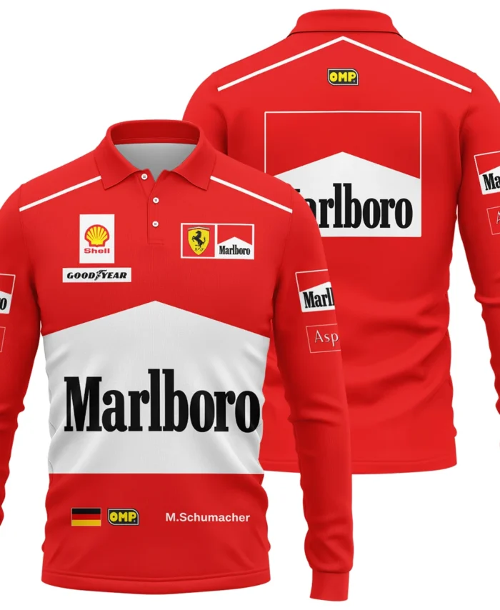 1997 Michael Schumacher Race Suit Ferrari F1 Long Polo Shirt BLVAMC020925A7LPL