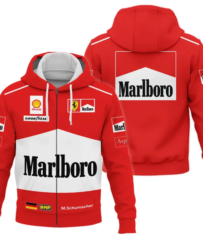 1997 Michael Schumacher Race Suit Ferrari F1 Zipper Hoodie BLVAMC020925A7ZHD