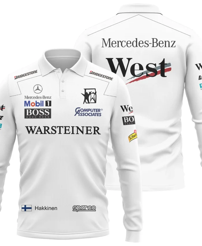 1998 WDC Mika Hakkinen Racing Suit McLaren F1 Long Polo Shirt BLVAMH271025A4LPL