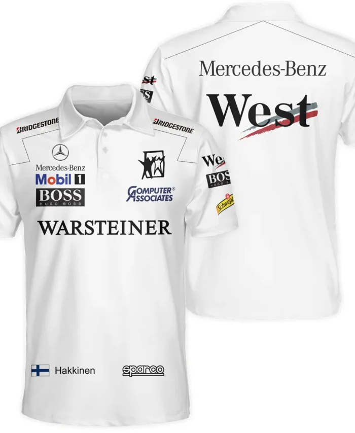 1998 WDC Mika Hakkinen Racing Suit McLaren F1 Polo Shirt BLVAMH271025A4PL