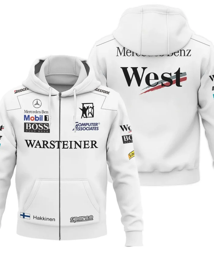 1998 WDC Mika Hakkinen Racing Suit McLaren F1 Zipper Hoodie BLVAMH271025A4ZHD