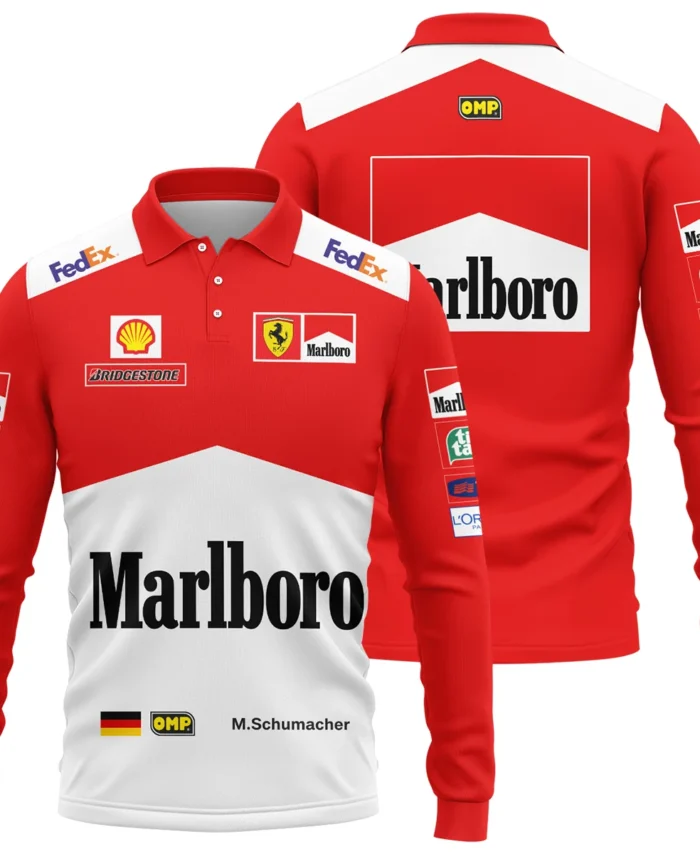 2000 WDC Michael Schumacher Race Suit Ferrari F1 Long Polo Shirt BLVAMC020925A8LPL
