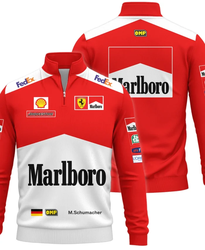 2000 WDC Michael Schumacher Race Suit Ferrari F1 Quarter-Zip Sweatshirt BLVAMC020925A8QZS