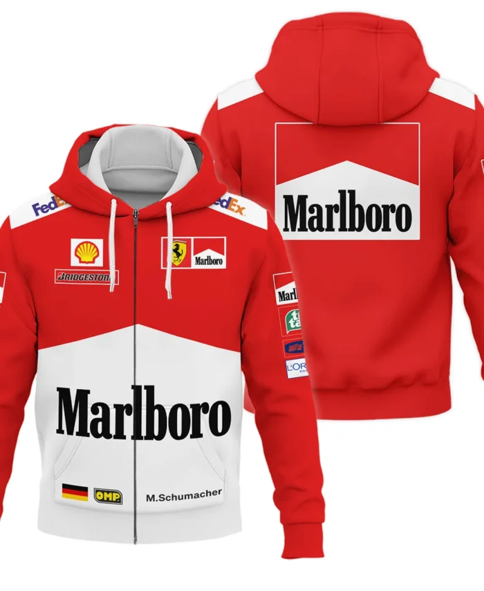 2000 WDC Michael Schumacher Race Suit Ferrari F1 Zipper Hoodie BLVAMC020925A8ZHD