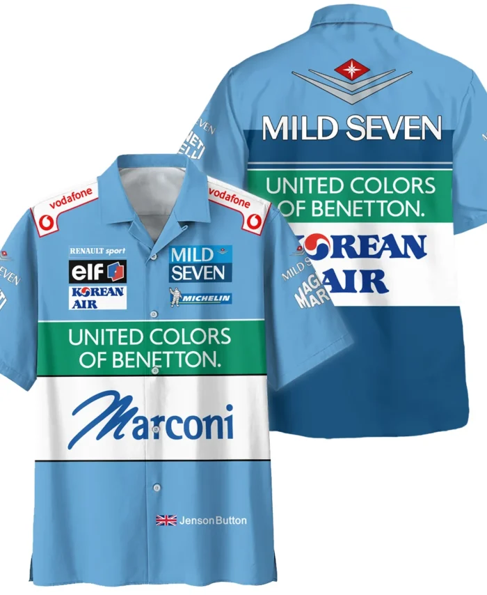 2001 Jenson Button Racing Suit Benetton F1 Hawaiian Shirt BLVAJB010925A2HW
