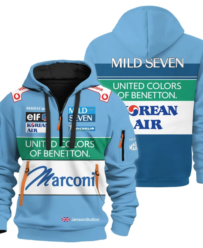 2001 Jenson Button Racing Suit Benetton F1 Hoodie Half Zip BLVAJB010925A2HDF