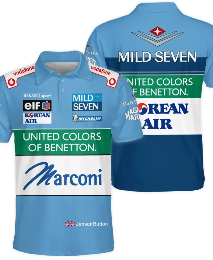 2001 Jenson Button Racing Suit Benetton F1 Polo Shirt BLVAJB010925A2PL