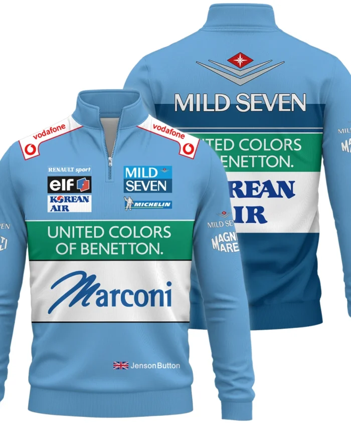 2001 Jenson Button Racing Suit Benetton F1 Quarter-Zip Sweatshirt BLVAJB010925A2QZS