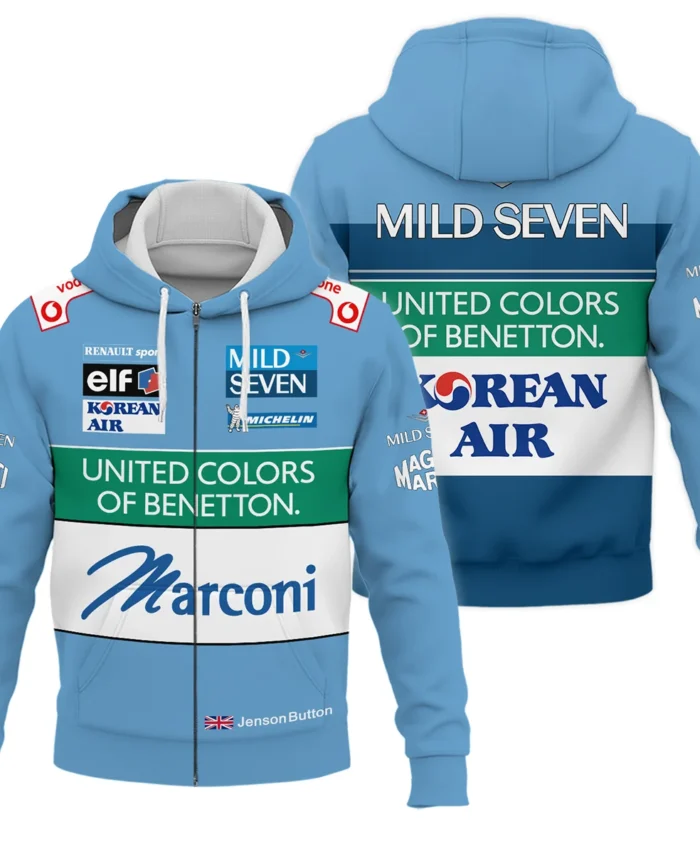 2001 Jenson Button Racing Suit Benetton F1 Zipper Hoodie BLVAJB010925A2ZHD
