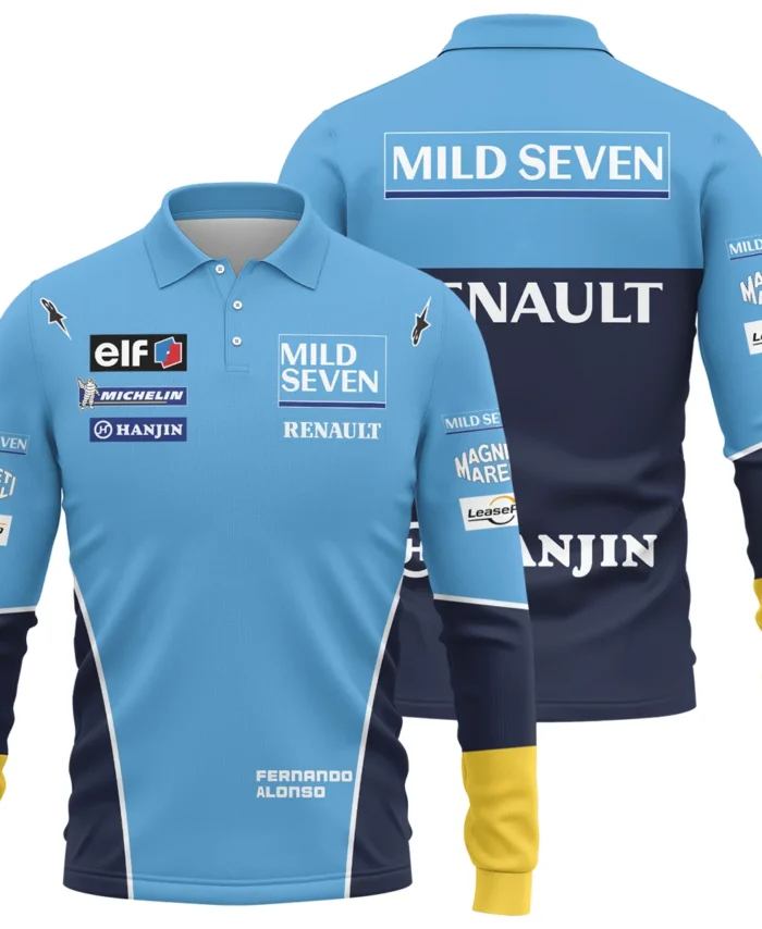 2003 Fernando Alonso Racing Suit Renault F1 Long Polo Shirt BLVAFA030925A7LPL