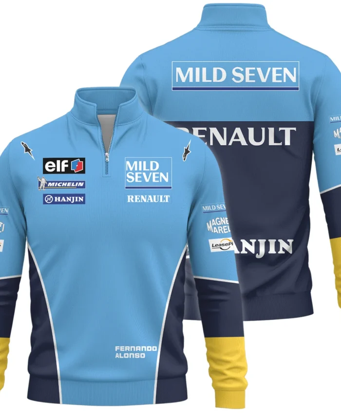 2003 Fernando Alonso Racing Suit Renault F1 Quarter-Zip Sweatshirt BLVAFA030925A7QZS
