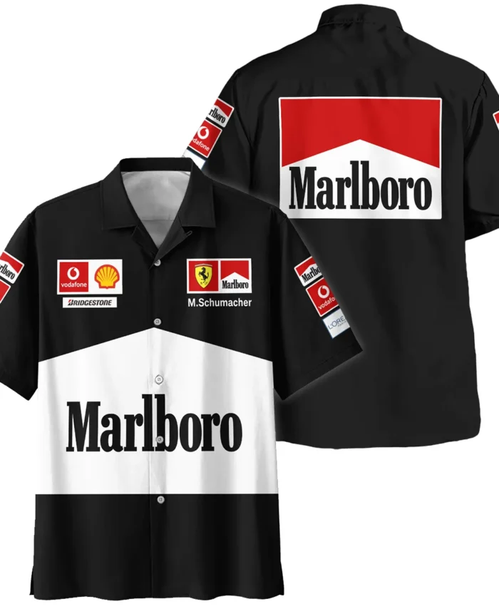2004 Black Version Michael Schumacher Race Suit Ferrari F1 Hawaiian Shirt BLVAMC020925A11HW