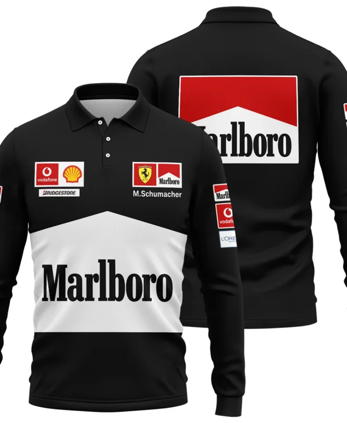 2004 Black Version Michael Schumacher Race Suit Ferrari F1 Long Polo Shirt BLVAMC020925A11LPL