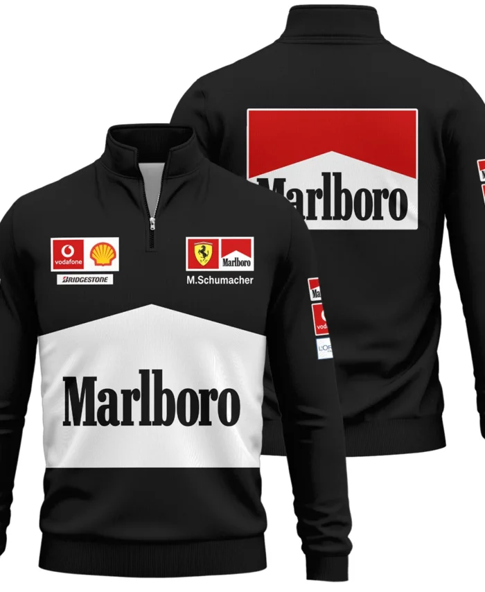2004 Black Version Michael Schumacher Race Suit Ferrari F1 Quarter-Zip Sweatshirt BLVAMC020925A11QZS