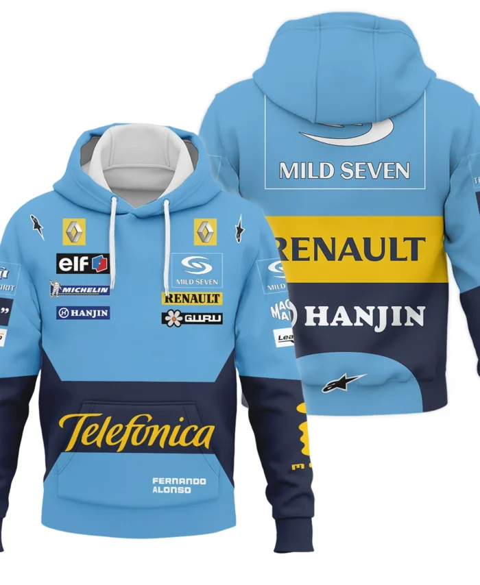 2004 Fernando Alonso Racing Suit Renault F1 Hoodie BLVAFA030925A6HD