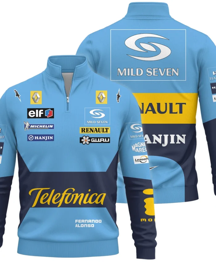 2004 Fernando Alonso Racing Suit Renault F1 Quarter-Zip Sweatshirt BLVAFA030925A6QZS
